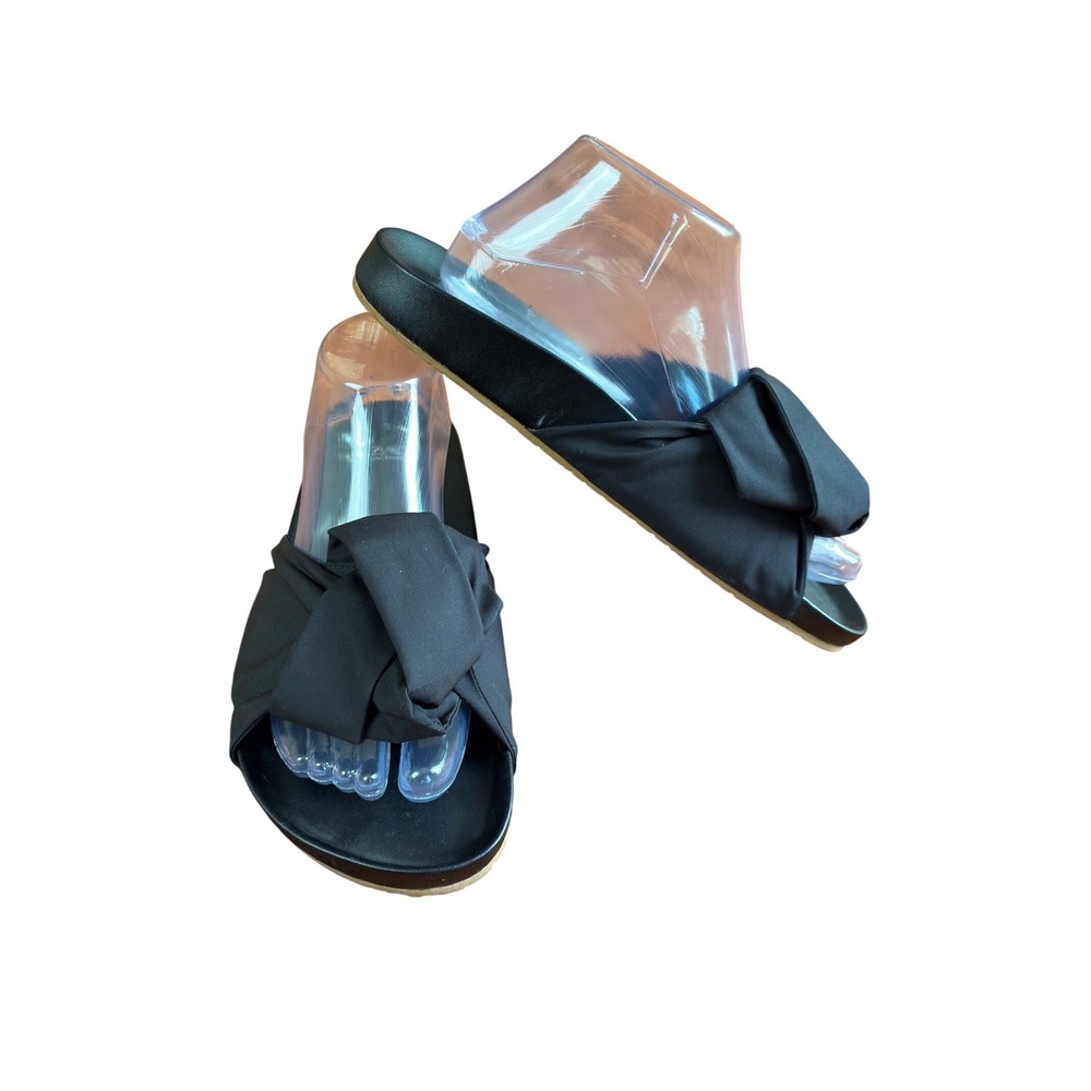 Zac Posen Womens Black Knot Slide Sandals Size 9M Textile Open Toe Flat Chic